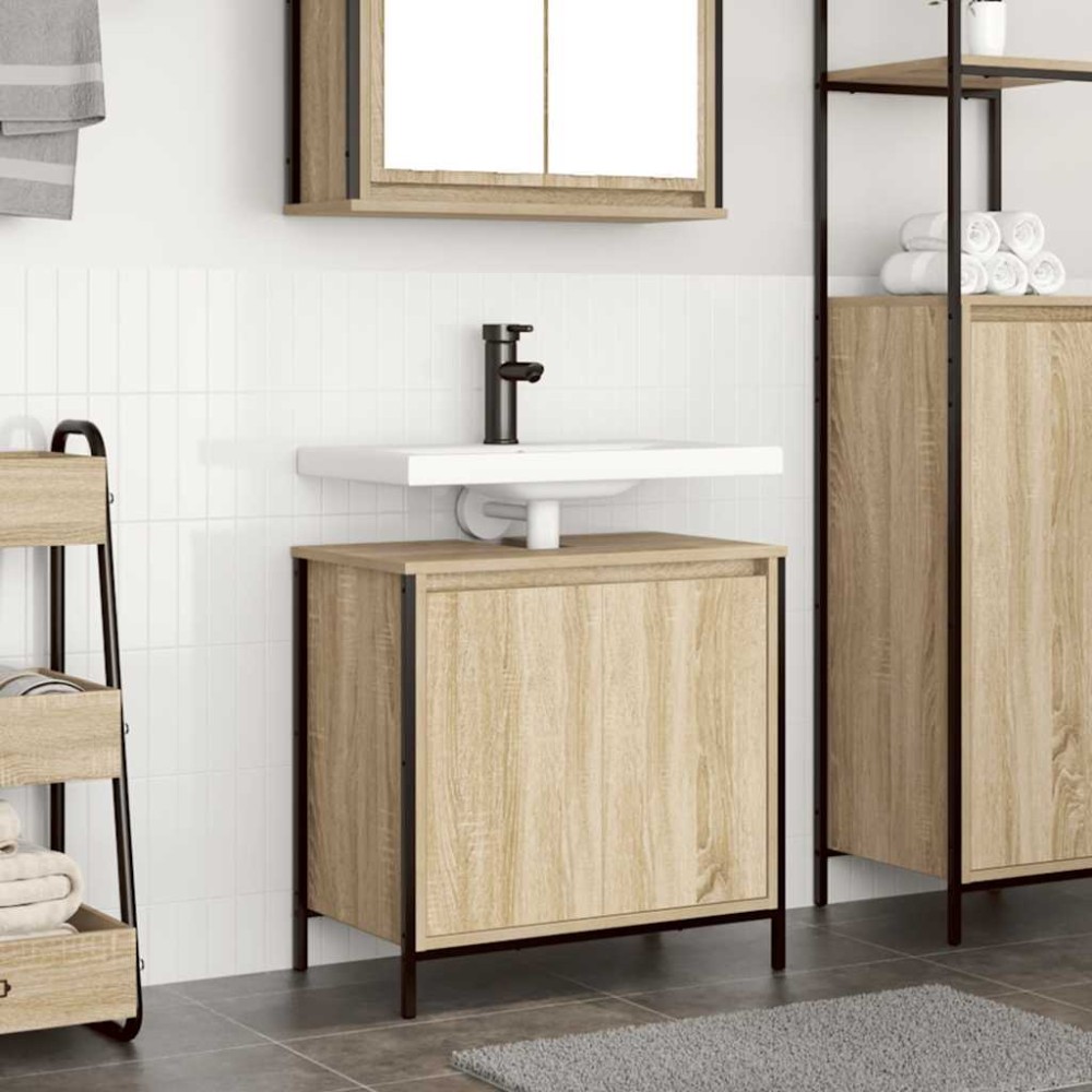 vidaXL Ντουλάπι Νιπτήρα Μπάνιου Sonoma Δρυς 60x34,5x60cm 1 τεμ.