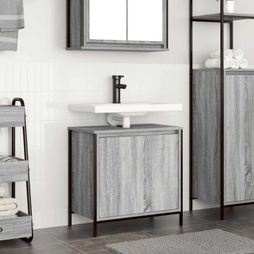 vidaXL Ντουλάπι Νιπτήρα Μπάνιου Γκρι Sonoma 60x34,5x60cm 1 τεμ.