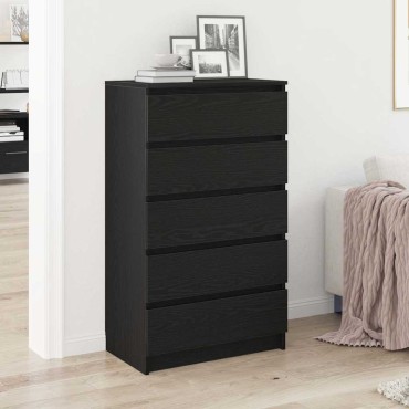 vidaXL Συρταριέρα Μαύρη Δρυς 60x36x103cm από Τεχνητό Ξύλο 1 τεμ.