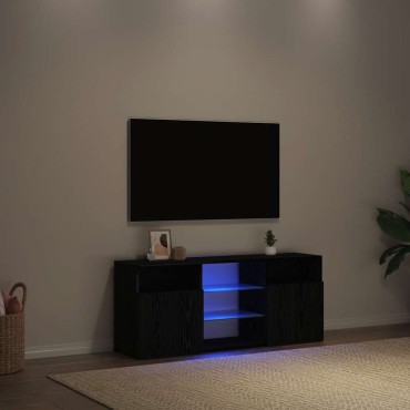 vidaXL Έπιπλο Τηλεόρασης με Φωτιστικά LED Μαύρο Δρυς 120x30x50cm από Τεχνητό Ξύλο
