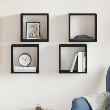 vidaXL Ράφια Τοίχου Κύβοι 4 τεμ. Μαύρο Δρυς 30x15x30cm από Τεχνητό Ξύλο