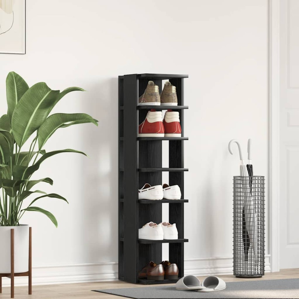 vidaXL Παπουτσοθήκη Μαύρη Δρυς 25x27x102cm από Τεχνητό Ξύλο