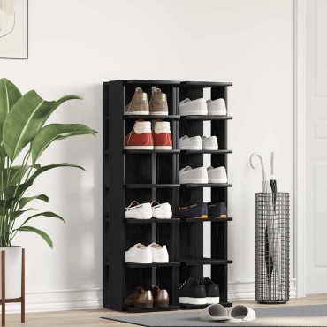 vidaXL Παπουτσοθήκες 2 τεμ. Μαύρη Δρυς 25x27x102cm από Τεχνητό Ξύλο