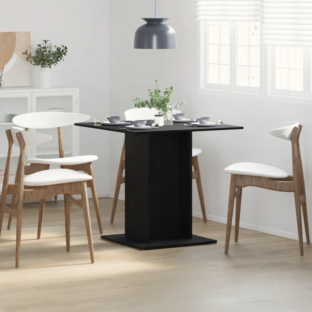 vidaXL Τραπεζαρία Μαύρη Δρυς 80x80x75cm από Τεχνητό Ξύλο 1 τεμ.