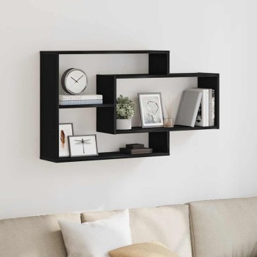 vidaXL Ράφι Τοίχου Μαύρη Δρυς 104x20x58,5cm από Τεχνητό Ξύλο 1 τεμ.
