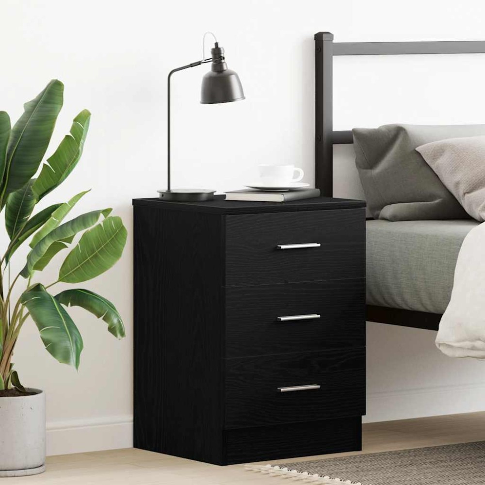 vidaXL Κομοδίνο Μαύρο Δρυς 38x35x55cm από Τεχνητό Ξύλο 1 τεμ.