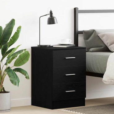 vidaXL Κομοδίνο Μαύρο Δρυς 38x35x55cm από Τεχνητό Ξύλο 1 τεμ.