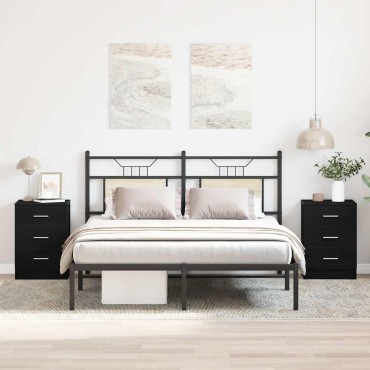 vidaXL Κομοδίνα 2 τεμ. Μαύρη Δρυς 38x35x55cm από Τεχνητό Ξύλο