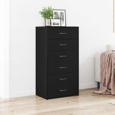 vidaXL Μπουφές με 6 Συρτάρια Μαύρη Δρυς 50x34x96cm από Τεχνητό Ξύλο 1 τεμ.