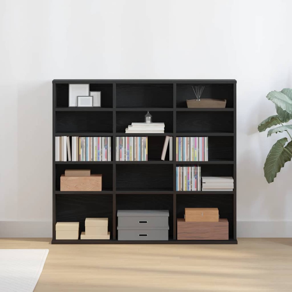 vidaXL Ντουλάπι για CD Μαύρο Δρυς 100x23x89,5cm από Τεχνητό Ξύλο 1 τεμ.