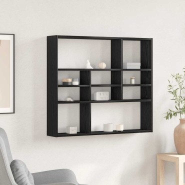 vidaXL Ράφι Τοίχου Μαύρη Δρυς 90x16x78cm από Τεχνητό Ξύλο 1 τεμ.