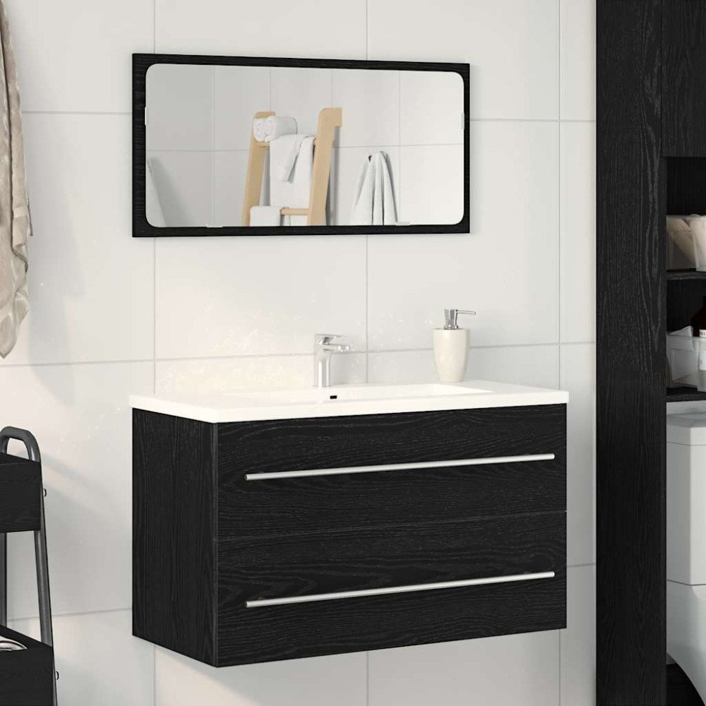 vidaXL Ντουλάπι Νιπτήρα Μαύρο Δρυς 80x38,5x48cm από Τεχνητό Ξύλο 1 τεμ.