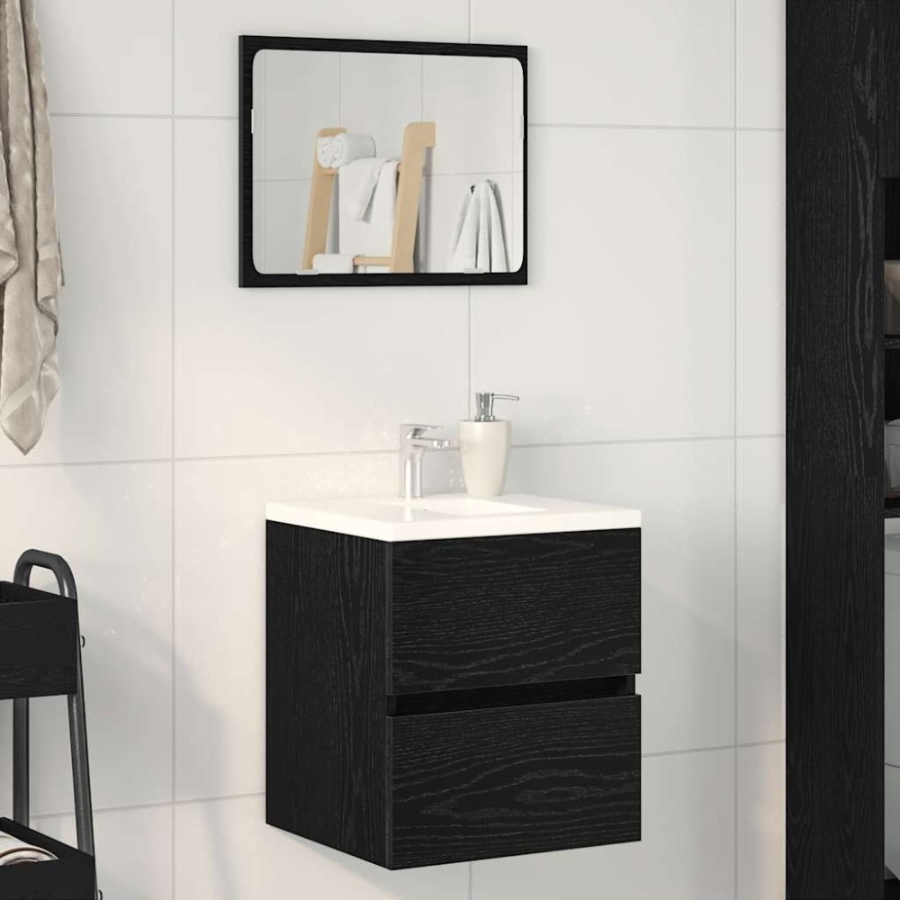 vidaXL Ντουλάπι Νιπτήρα Μπάνιου Μαύρο Δρυς 41x38,5x45cm από Τεχνητό Ξύλο 1 τεμ. vidaXL Ντουλάπι Νιπτήρα Μπάνιου Μαύρο Δρυς 41x38,5x45cm από Τεχνητό Ξύλο 1 τεμ.