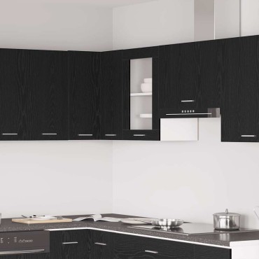 vidaXL Κρεμαστό Γυάλινο Ντουλάπι Μαύρο Δρυς 40x31x60cm από Τεχνητό Ξύλο
