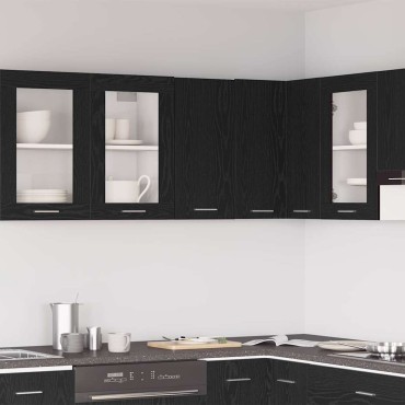 vidaXL Κρεμαστό Ντουλάπι Μαύρο Δρυς 30x31x60cm από Τεχνητό Ξύλο 1 τεμ.