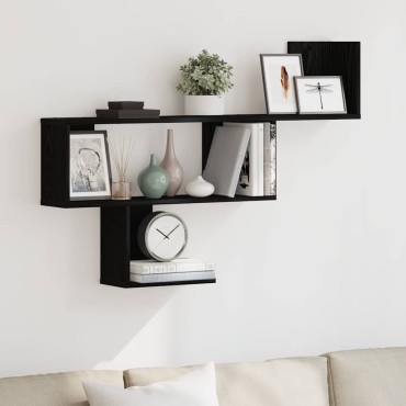 vidaXL Ράφι Τοίχου Μαύρη Δρυς 100x15x70cm από Τεχνητό Ξύλο 1 τεμ.