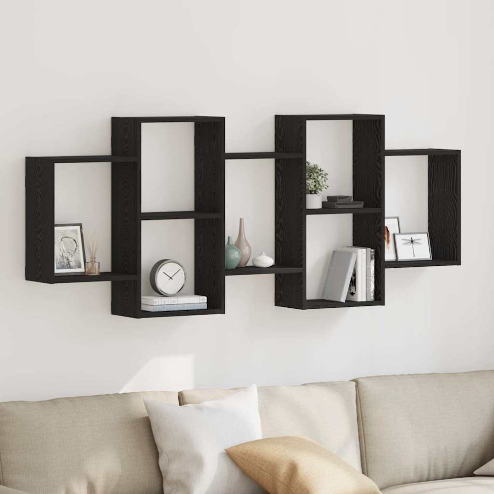 vidaXL Ράφι Τοίχου Μαύρη Δρυς 159x18x65cm από Τεχνητό Ξύλο 1 τεμ.