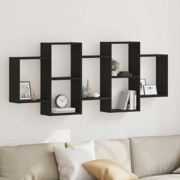 vidaXL Ράφι Τοίχου Μαύρη Δρυς 159x18x65cm από Τεχνητό Ξύλο 1 τεμ.