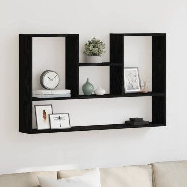 vidaXL Ράφι Τοίχου Μαύρη Δρυς 99x15x60cm από Τεχνητό Ξύλο 1 τεμ.