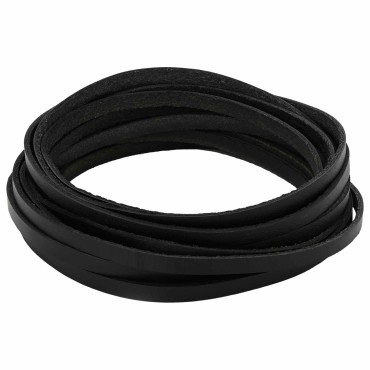 vidaXL Δερμάτινο Λουρί 1 Μαύρο 200 x 0,6 εκ. Δέρμα