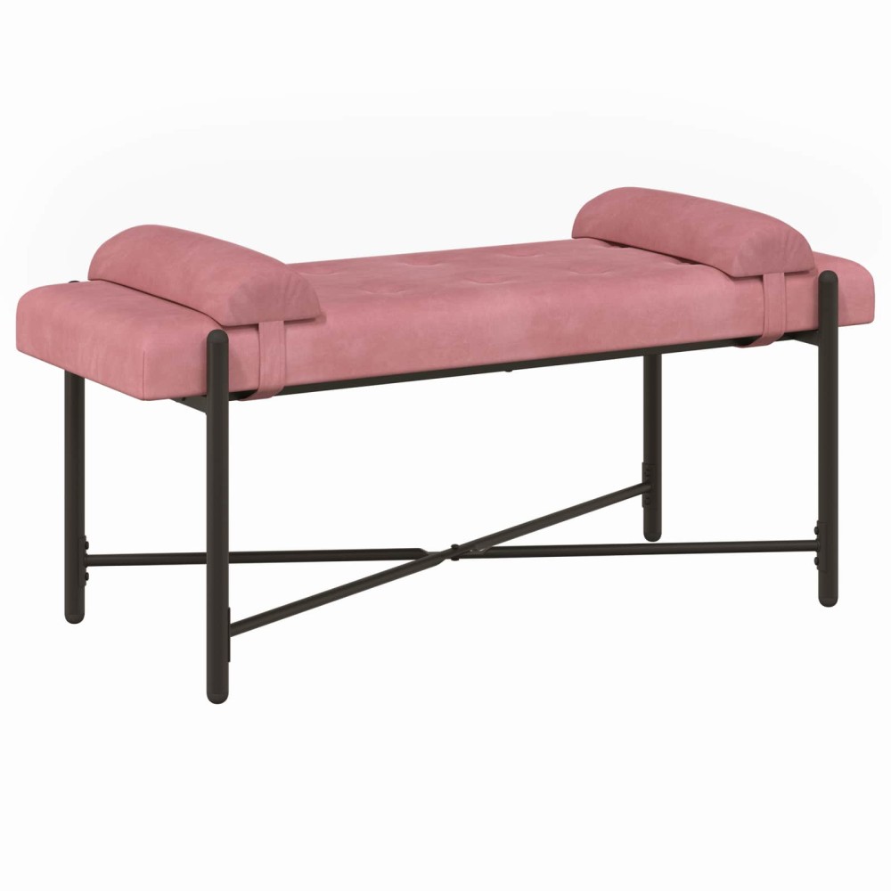 vidaXL Παγκάκι με κουμπιά και μαξιλάρια Ροζ 110x40x46cm Βελούδο