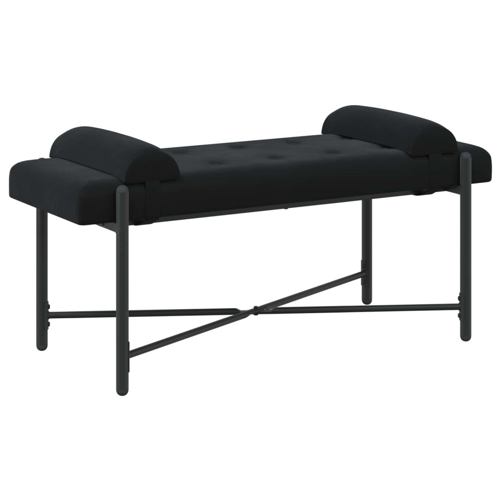 vidaXL Παγκάκι με κουμπιά και μαξιλάρια Μαύρο 110x40x46cm Βελούδο