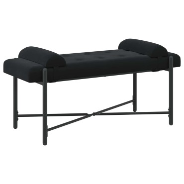 vidaXL Παγκάκι με κουμπιά και μαξιλάρια Μαύρο 110x40x46cm Βελούδο