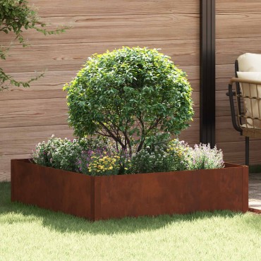 vidaXL Περίγραμμα γκαζόν 100 x 100 x 35 cm Ατσάλι Σκ rusty