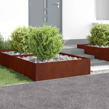 vidaXL Περίγραμμα γκαζόν 4 τμχ. 100 x 100 x 35 cm Ατσάλι Σκ rusty