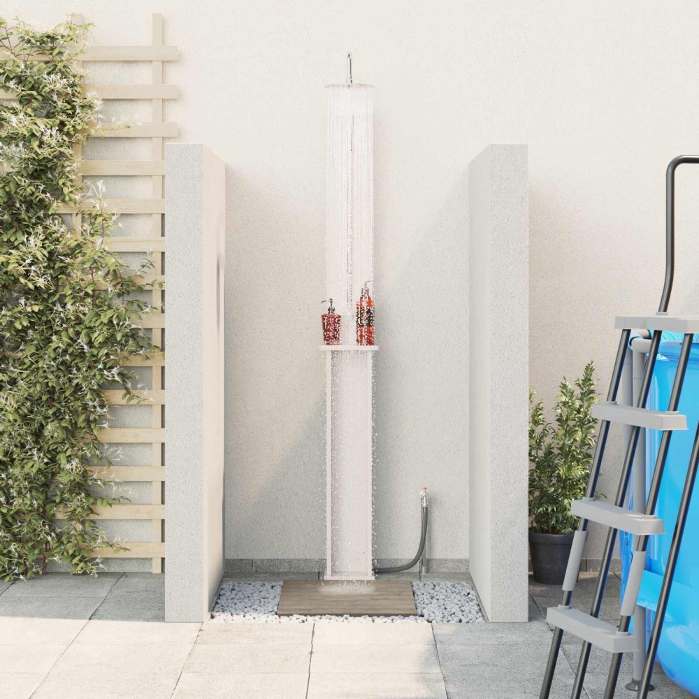 vidaXL Εξωτερικό ντους 246 cm Μασίφ ξύλο πεύκου και ανοξείδωτο ατσάλι