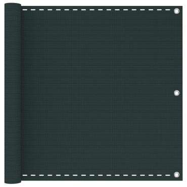 vidaXL Οθόνη Μπαλκονιού Σκούρο Πράσινο 75 x 1000 cm HDPE και Αλουμίνιο