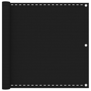 vidaXL Οθόνη Μπαλκονιού Μαύρο 75 x 1000 cm HDPE και Αλουμίνιο