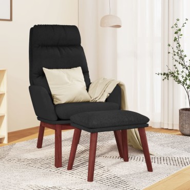 vidaXL Πολυθρόνα Relax Μαύρη Υφασμάτινη με Σκαμπό 70x77x98cm 1 τεμ.