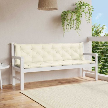 vidaXL Μαξιλάρι Πάγκου Κήπου Λευκό 200x(50+50)x7cm Ύφασμα Oxford
