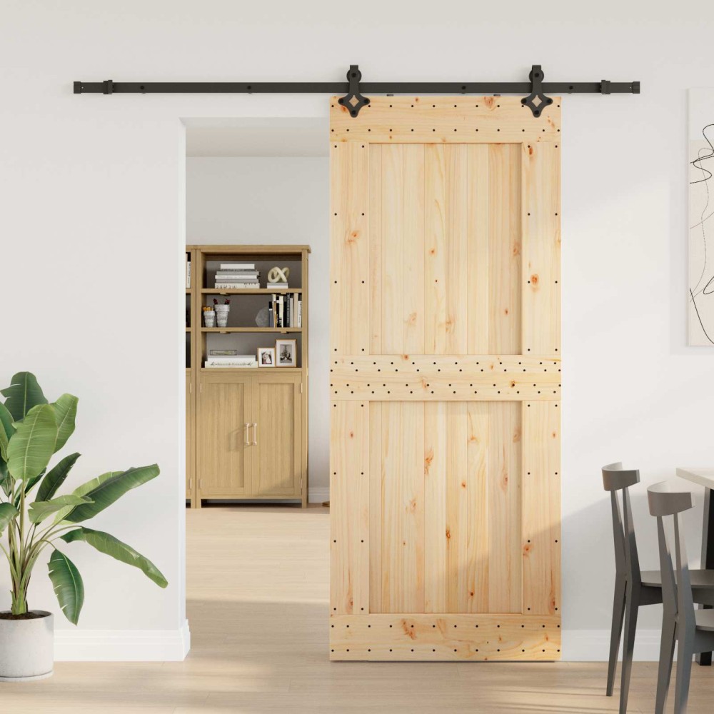 vidaXL Συρόμενη Πόρτα NARVIK Φυσικό και Μαύρο 95 x 210 εκ (213,5 εκ)