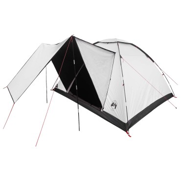 vidaXL Σκηνή Camping 6 ατόμων Λευκό Μαύρο Πολυεστέρας και Χάλυβας