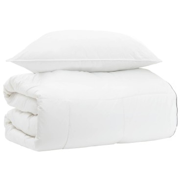 vidaXL Σετ Παπλωμάτων Λευκό 140 x 200 cm Βαμβάκι, Μπαμπού, Πολυεστέρας