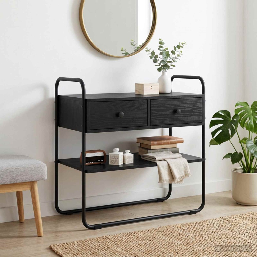 vidaXL Τραπέζι κονσόλας Μαύρη Δρυς 100x40x75cm Επεξεργασμένο Ξύλο