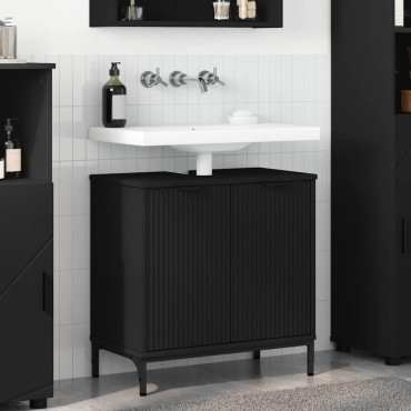 vidaXL Ντουλάπα Νιπτήρα Mπάνιου Μαύρο 60,5x33,5x61 εκ 1 τεμ.