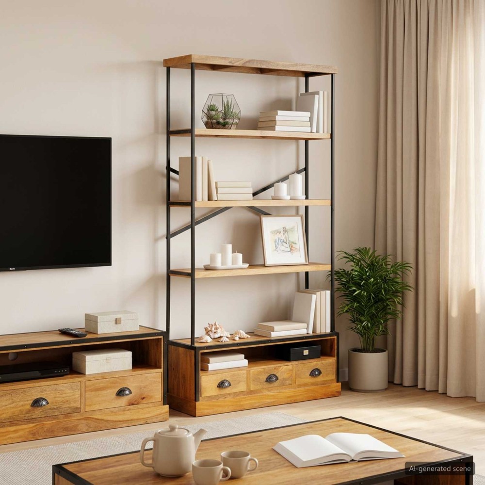 vidaXL Ράφια βιβλίων 5 επιπέδων Φυσικό 100x30x180 εκ