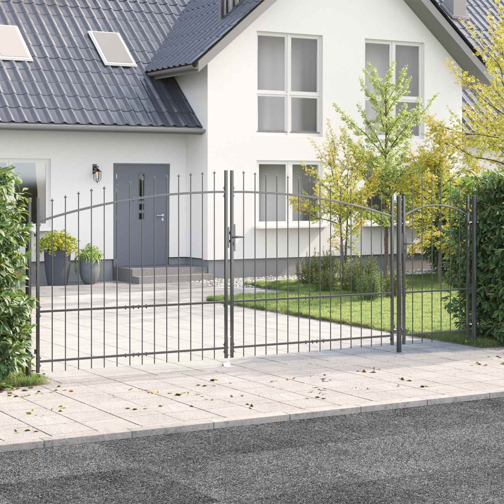 vidaXL Πύλη Κήπου WOERDEN 175 x 500 εκ Ατσάλι Γκρι Κλειδώσιμο