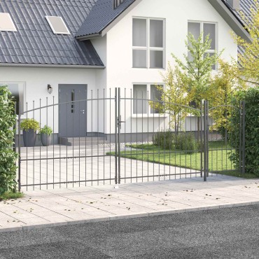 vidaXL Πύλη Κήπου WOERDEN 175 x 500 εκ Ατσάλι Γκρι Κλειδώσιμο