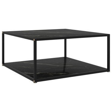 vidaXL Τραπεζάκι Σαλονιού Μαύρο 80x80x35cm από Ψημένο Γυαλί 1 τεμ.