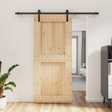 vidaXL Συρόμενη Πόρτα Φυσικό και Μαύρο 90 x 210 cm