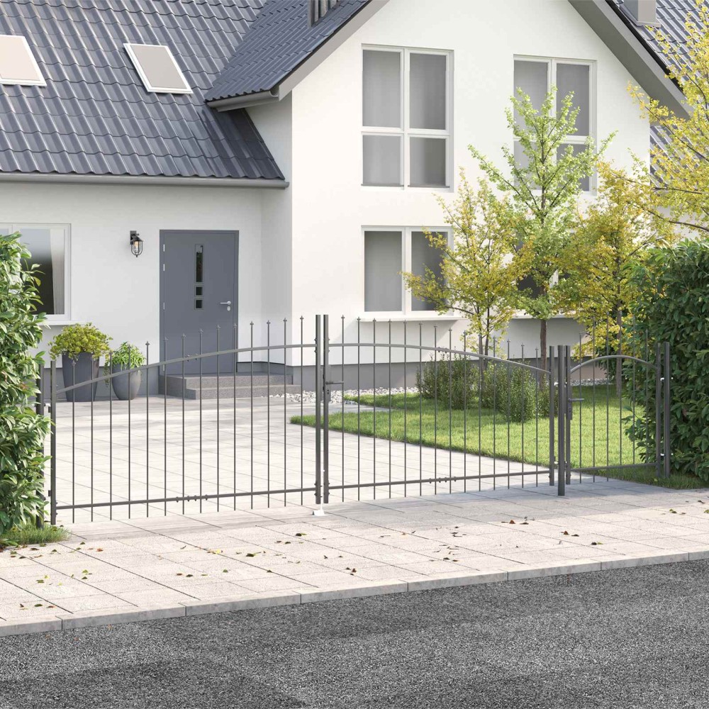 vidaXL Πύλη Κήπου WOERDEN 125 x 500 εκ Ατσάλι Γκρι Κλειδώσιμο