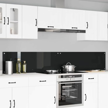 vidaXL Πλάτη κουζίνας 2 τμχ. Μαύρο 120 x 40 cm σκληρυμένο γυαλί