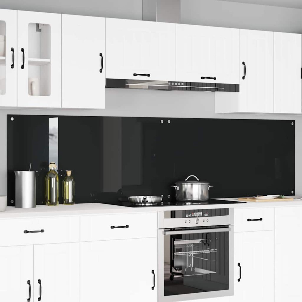 vidaXL Πλάτη κουζίνας 2 τμχ. Μαύρο 120 x 60 cm σκληρυμένο γυαλί