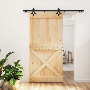 vidaXL Συρόμενη Πόρτα Φυσικό και Μαύρο 100 x 210 cm