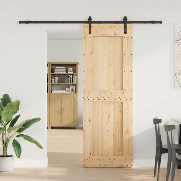 vidaXL Συρόμενη Πόρτα NARVIK Φυσικό και Μαύρο 80 x 210 εκ (213,5 εκ)