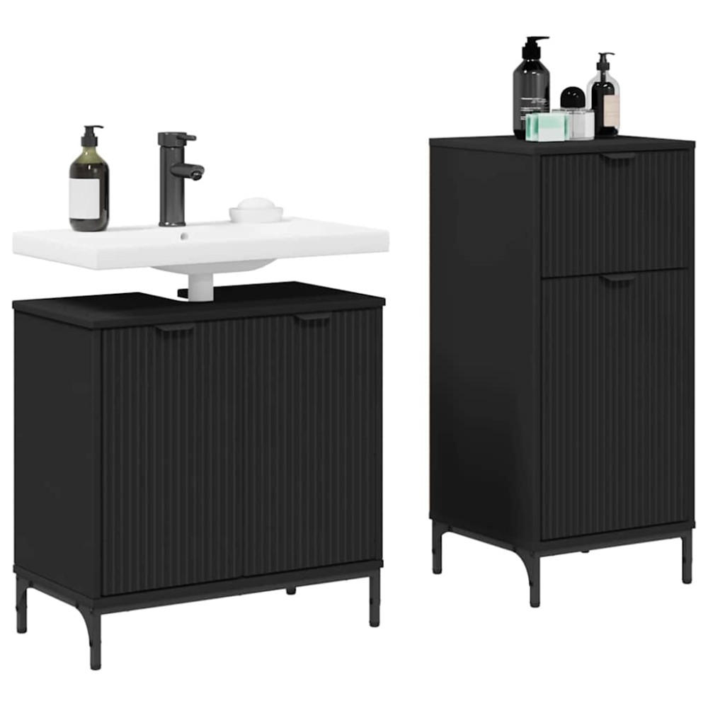 vidaXL Σετ Επίπλων Μπάνιου 2 τεμ. Μαύρο 39,5x36x88 εκ